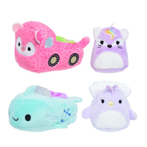 Squishville Squishmallows Sharde In Truck Elina In Boat Two 2 Mini Lavender Foxicorn Purple Peacock Plush Truck Boat Ve