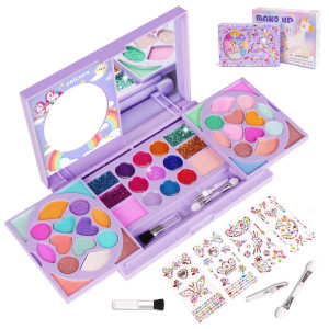 Kids Makeup Kit For Girls Real Washable Cosmetic 3+ Year Girl Birthday Gifts Pretend Play Toys For Girls 4-6, 6-8, 8-10 Non-Toxic