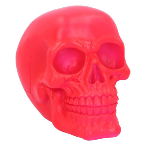 Psychedelic Fluorescent Skull Figurine Pink