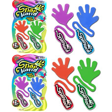 Jaru Super Stretchy Sticky Hands 2 Pack 4 Hand Toys Fun Slap Smack Snap Fidget Toys For Kids Bulk Classroom Prizes Party