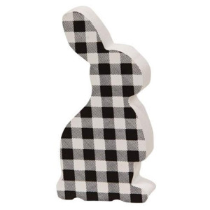 Happy Deals Easter Bunny Block Black White Buffalo Check 55 Inch Standing Decoration