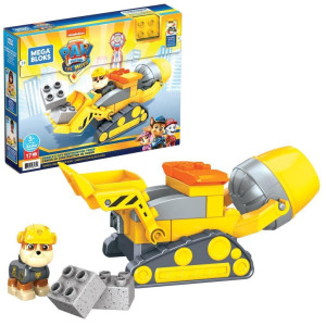 Mega Bloks Paw Patrol Toddler Building Blocks Toy Car Rubbles City Construction Truck With 17 Pieces 1 Figure For Kids Age 3