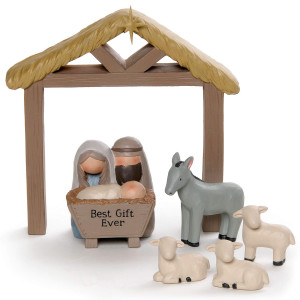 Blossom Bucket 21813142 Holy Family And Creche With Animals Figurine Set Of 6