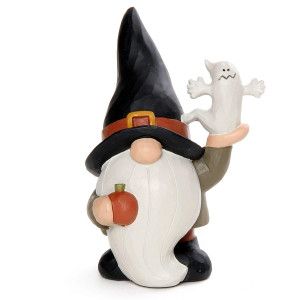 Blossom Bucket 21613259 Halloween Gnome With Ghost Figurine Black And White