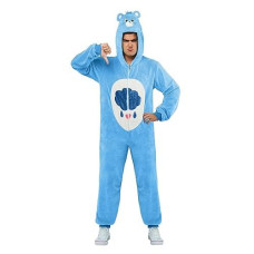 Rubie'S Adult Care Bears Grumpy Bear Comfy-Wear Hooded Costume Jumpsuit, Small