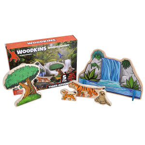 Wild Republic Woodkins Rainforest Wooden Playset Gift For Kids Great For Innovative Play Eco Friendly Five Piece Boxed Set