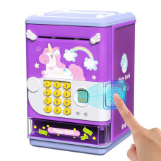 Deejoy Piggy Bank Toy Electronic Mini Atm Savings Machine With Personal Password Fingerprint Unlocking Simulation Music Box