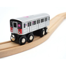 Munipals New York City Subway Wooden Railway A Divisionirt 7 Trainflushing Localchild Safe And Tested Wood Toy Train