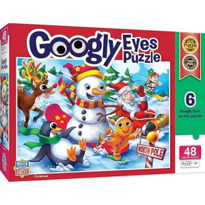 Masterpieces Funny Puzzle - Googly Eyes 48 Piece Jigsaw Puzzle For Kids - Christmas - 14"X19"