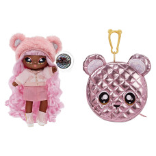 Na Na Na Surprise Glam Series Cali Grizzly Fashion Doll And Metallic Bear Purse Pink Hair Cute Fuzzy Hat Outfit Accessori