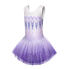 Eqsjiu Skirted Leotards With Skirt For Girls Gymnastics Purple Snow 78 78 Years Old White Purple Gradient Tulle Dress Little G