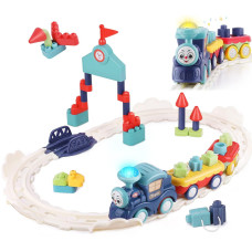 Iplay Ilearn Toddler Musical Train Set Toys Kids First Electric Railway Tracks Playset Baby Choo Choo Train Wlearning Blocks