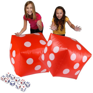 118 Jumbo Inflatable Dice 2Pack Outdoor Fun Giant Inflatable Dice Set And 12Mm 10Pcs Dice For Indoor And Outdoor Broad Game