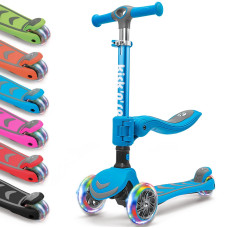 Kicknroll Kick Scooter For Kidsextrawide Deck Lean To Steer Foldable Scooter With 3 Led Light Wheels And 4 Adjustable Height