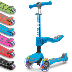 Kicknroll Kick Scooter For Kidsextrawide Deck Lean To Steer Foldable Scooter With 3 Led Light Wheels And 4 Adjustable Height