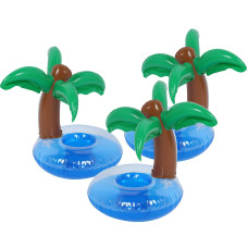 Inflatable Drink Holder 3 Pack Palm Tree Drink Pool Floats Cup Holders For Summer Pool Party Variety Shape To Choose