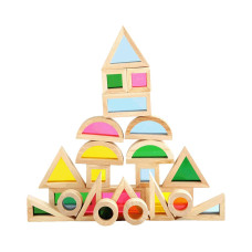 Xylolin Wooden Building Blocks For Toddlers 13 24 Pieces Set Big Toddler Wood Sensory Blocks Wooden Rainbow Kids Stacking Blo