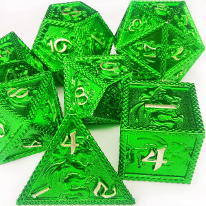 Haomeja Dnd Metal Dice Dragon Set 7 Role Playing Dice Dd Solid Dice Dungeons And Dragons Green