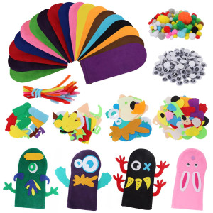 18 Pieces Diy Hand Puppets Making Kit Felt Sock Creative Art Craft Making Your Own Puppets Colorful Pompoms Wiggle Googly Eyes S