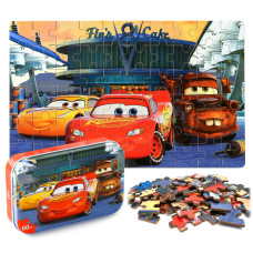 Lelemon Car Jigsaw Puzzles In A Metal Box 60 Pieces Lightning Jigsaw Puzzle For Kids Ages 48 Children Learning Educational Puzz