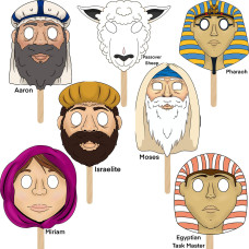 The Dreidel Company Passover Character Masks Laminated Pesach Stick Puppets For Seder