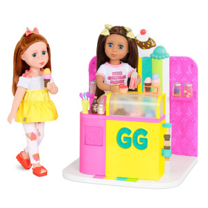 Glitter Girls 79Pc Ice Cream Shop Playset Play Food Treats Candy Jars And Storage Shelves 14Inch Doll Accessories For