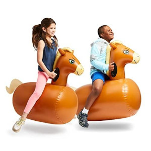 Hearthsong Hop N Go Inflatable Bouncing Rideon 48 L X 20 W X 36 H Set Of 2 Outdoor Play Ages 5 And Up Horses