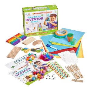 hand2mind Ultimate Inventor Toolkit, for Ages 5 and Up, 10 Building challenges and 250 Kids Building Materials, Building Toys, Kids Model Kits, craft Kits, Science Kits for Kids, STEM Kits