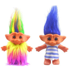 2Packs Vintage Troll Dolls Set Lucky Doll Chromatic Adorable For Collections School Project Arts And Crafts Party Favors Sty