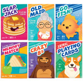 LotFancy Card Games for Kids, 6 Decks, Go Fish, Old Maid, Crazy Eights, Memory Match, Slap Jack, Animal Playing Cards, Easter, Stocking Stuffers