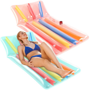 Parentswell 2Pack Pool Floats Lounge 66 Inflatable Pool Float Lounger With Phone And Cup Holder Beach Pool Floaties Lounge Ch