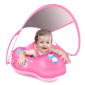 Laycol Baby Swimming Float Inflatable Baby Pool Float Ring Newest With Sun Protection Canopyadd Tail No Flip Over For Age Of 3