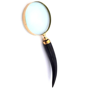 10 Inch Approx New Antique Vintage Style Buffalo Horn Big Brass Magnifying Glass Maritime Gift