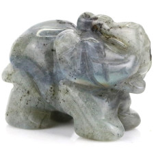 Ouubuuy Labradorite Crystal Elephant Pocket Guardian Figurine Elephant Statue 15 Inch For Healing Reiki Spiritual Gift Cute Med