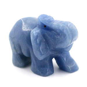 Ouubuuy Blue Aventurine Crystal Elephant Pocket Guardian Figurine Elephant Statue 15 Inch For Healing Reiki Spiritual Gift Cute