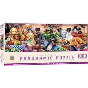 Masterpieces 1000 Piece Jigsaw Puzzle For Adults, Family, Or Kids - Flower Box Playground - 13"X39"