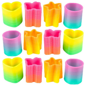 The Dreidel Company Rainbow Coil Spring Assortment Heart Star Butterfly Circle Shaped Coils Party Favor For Kids 14 35