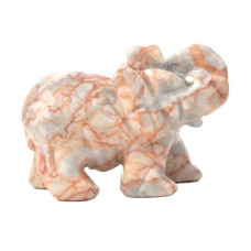 Carved Natural Red Vein Jasper Gemstone Elephant Healing Guardian Statue Figurine Crafts 2 Inch