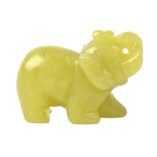 Carved Natural Olive Quartz Gemstone Elephant Healing Guardian Statue Figurine Crafts 2 Inch