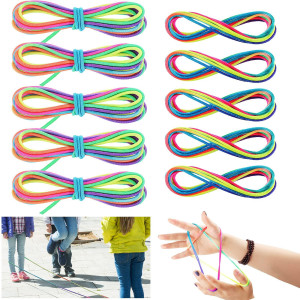 5 Pieces Cats Cradle String Hand Game String Finger Game String And 5 Pieces Chinese Jump Ropes Colorful Stretch Rope Elastic Fi