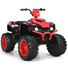 Honey Joy 12V Ride On Atv 4Wheeler Battery Powered Toddler Quad 2 Speeds Led Headlights Slow Start Horn Music Treaded Ti