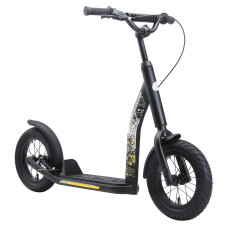 Star Scooter Kick Scooter Air Tires For Kids 7 Year Old Boy Girl Push Scooter 12 Inch New Gen Height Adjustable Black