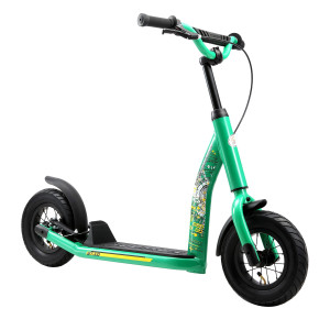 Star Scooter Kick Scooter Air Tires For Kids 5 Year Old Boy Girl Push Scooter 10 Inch New Gen Height Adjustable Green