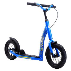 Star Scooter Kick Scooter Air Tires For Kids 7 Year Old Boy Girl Push Scooter 12 Inch New Gen Height Adjustable Blue