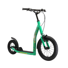 Star Scooter Kick Scooter Air Tires For Kids 8 Year Old Boy Girl Push Scooter 16 Inch New Gen Height Adjustable Green