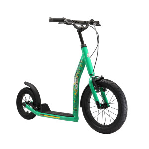 Star Scooter Kick Scooter Air Tires For Kids 8 Year Old Boy Girl Push Scooter 16 Inch New Gen Height Adjustable Green