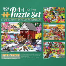 Bits And Pieces 4In1 Multipack 1000 Piece Jigsaw Puzzles For Adultseach Measures 20 X 27 51Cm X 69Cmrustic Garden