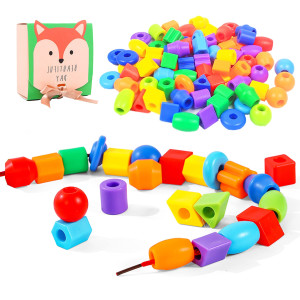 Plastic Lacing Beads For Kids With Fun Shapes Long String And Brilliant Colors Educational Occupational Therapy Toysfine Mot