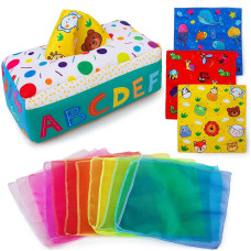 Teytoy My First Baby Tissue Box Soft Stuffed High Contrast Crinkle Montessori Square Sensory Toys Juggling Rainbow Dance Scarve