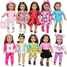 Bddoll 23 Pcs 18 Inch Girl Doll Clothes And Accessories For 18 Inch Doll Dress With Our Generation Dolls Including 10 Complete S